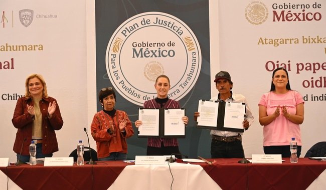 “Es justicia territorial”: Presidenta encabeza entrega de más de 3 mil hectáreas de la Sierra Tarahumara de Chihuahua al Pueblo Ódami